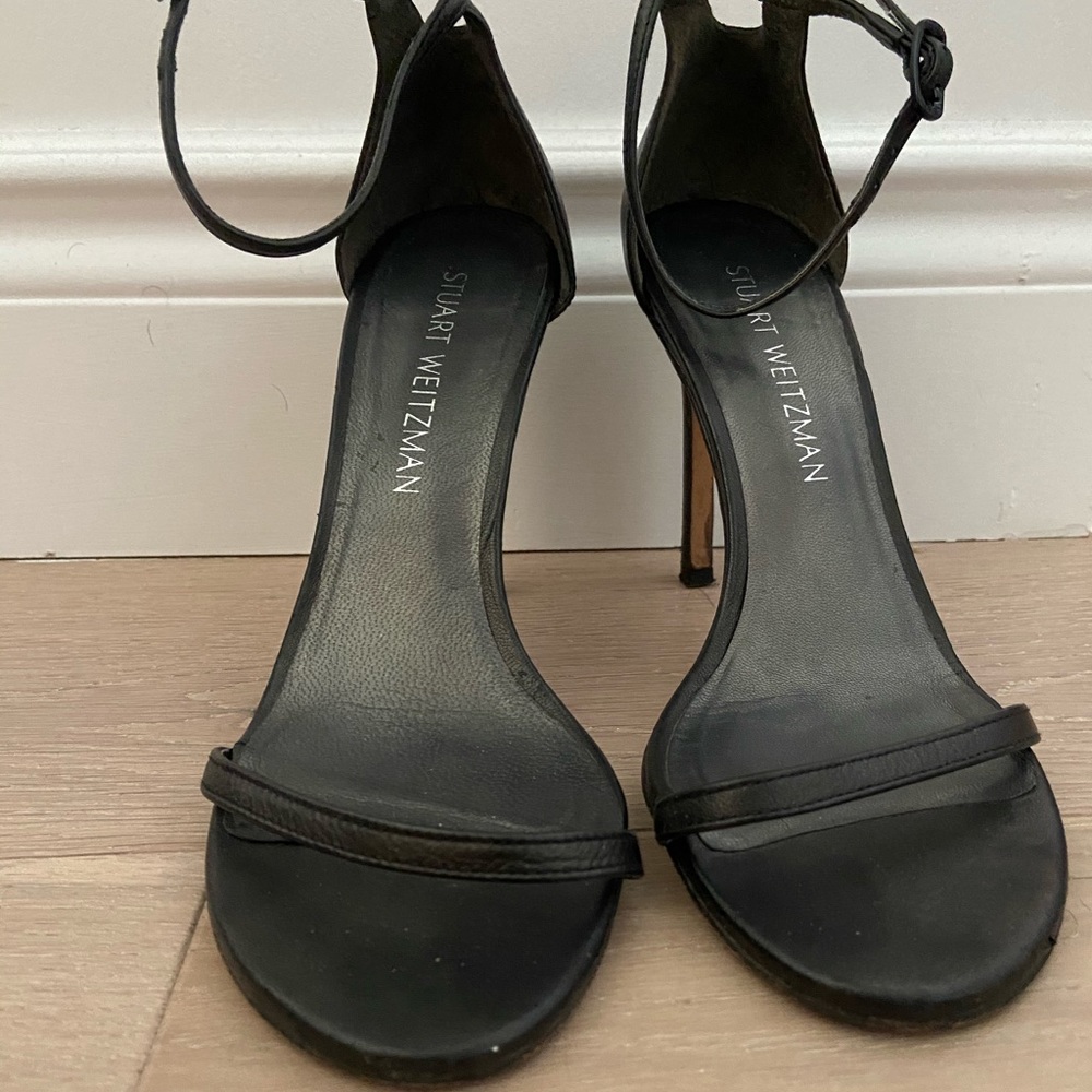Stuart weitzman nudist black leather heels